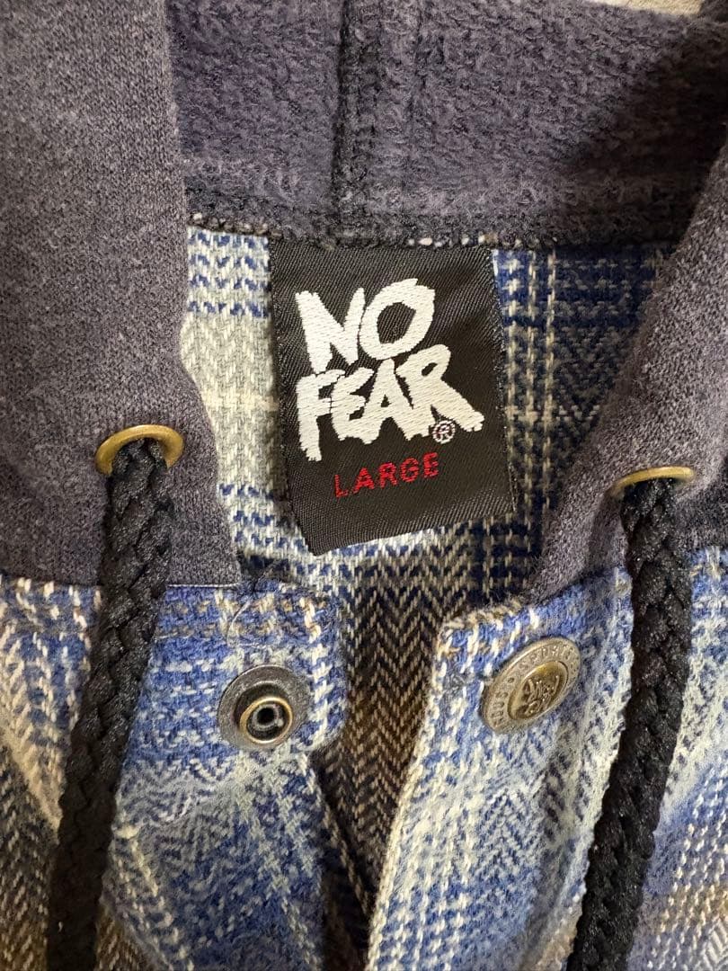 90s USA製 NO FEAR ノーフィア フードネルシャツ ネルパーカー