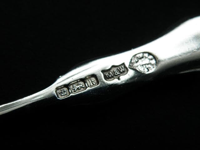 英国　Mappin & Webb　純銀シェル型ティースプーン　6本セット