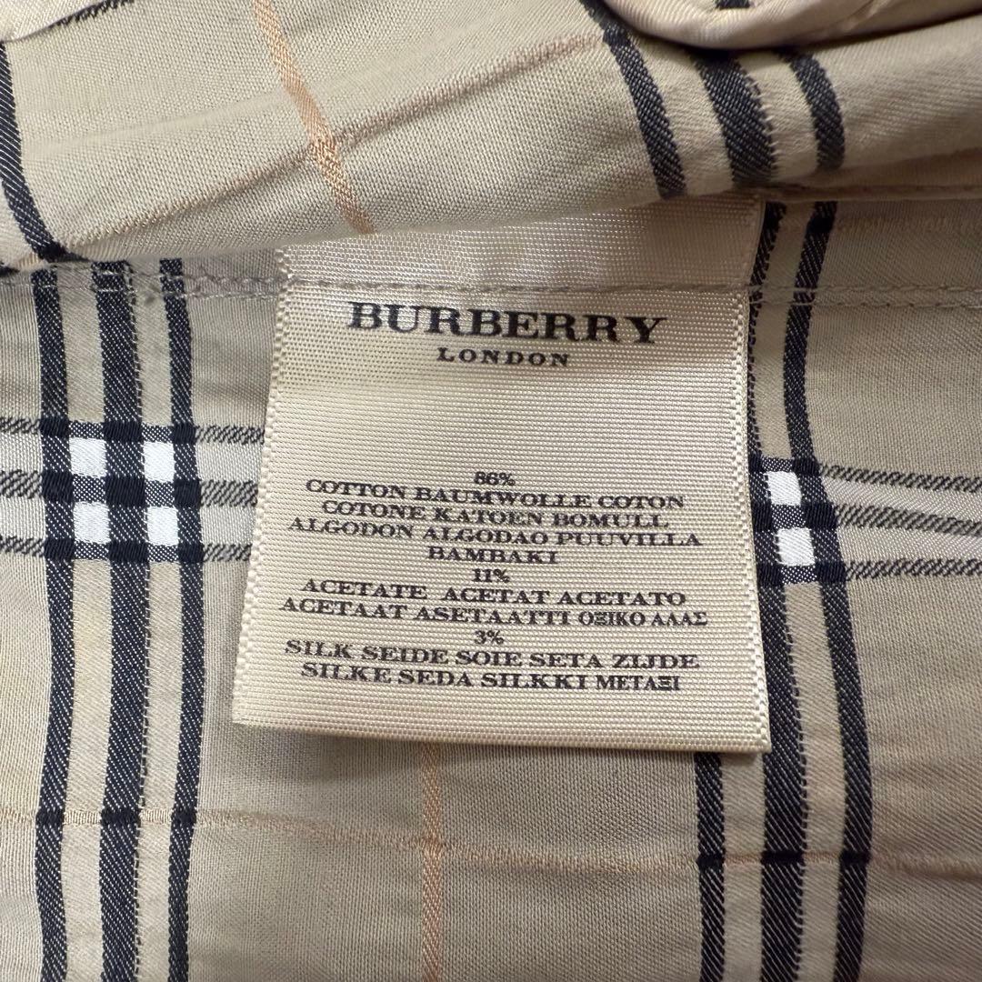 バーバリーロンドン チェック総柄 スプリングコート シルク混 ベルト USA4