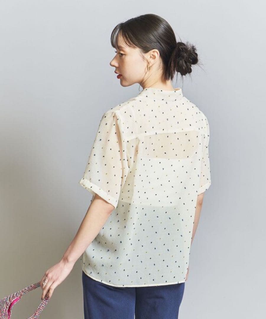 完売品✨BEAUTY&YOUTH ジャガードシフォンショートスリーブシャツ