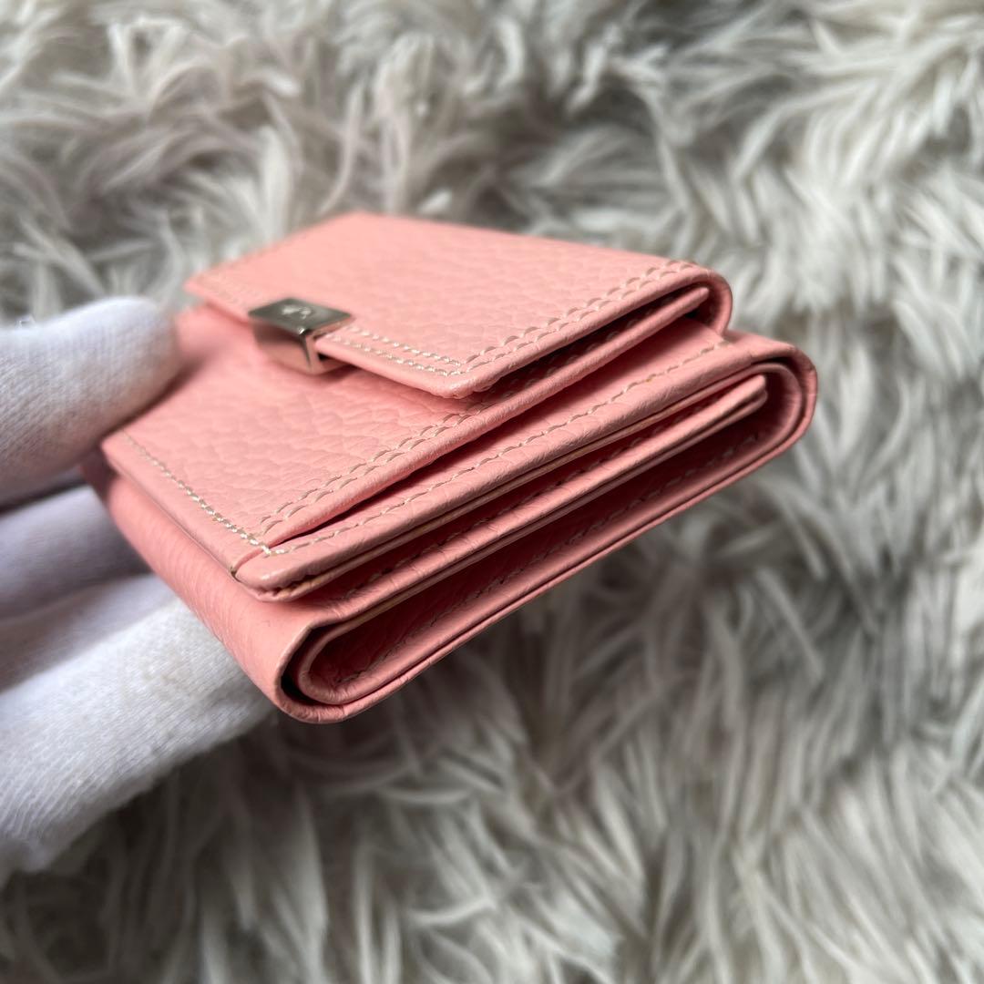 【極美品】ワコウ 三つ折り財布 パステルピンク
