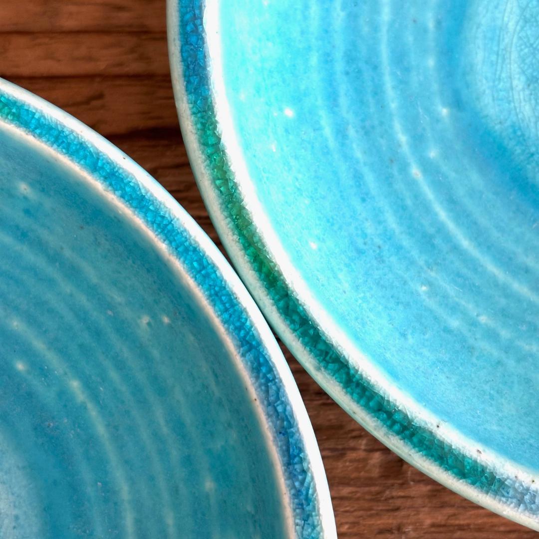 ガラス彩陶器 中皿 沖縄オーシャンブルー 2枚セット ギャラリー 風の島