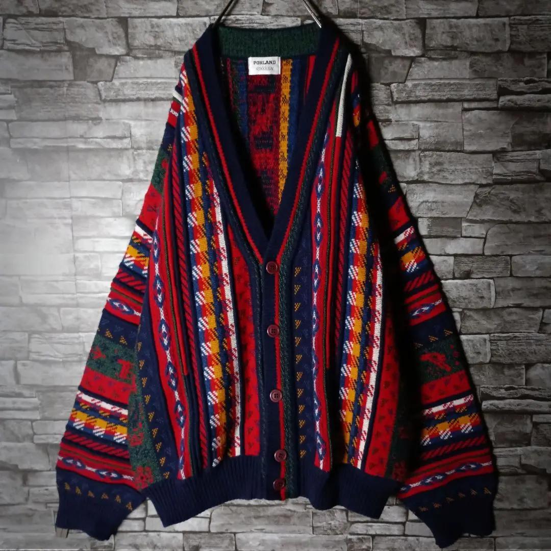 オシャレなユーロ輸入古着☆POHLAND exklusiv 総柄カーディガン