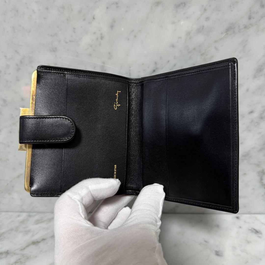 美品 GIVENCHY ジバンシー 二つ折り財布 ブラック 黒 ロゴ がま口財布