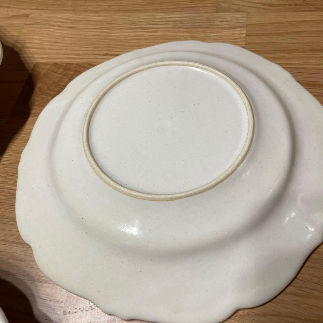 Awabi ware アワビウェア　岡本純一　輪花皿3枚セット　アイボリー