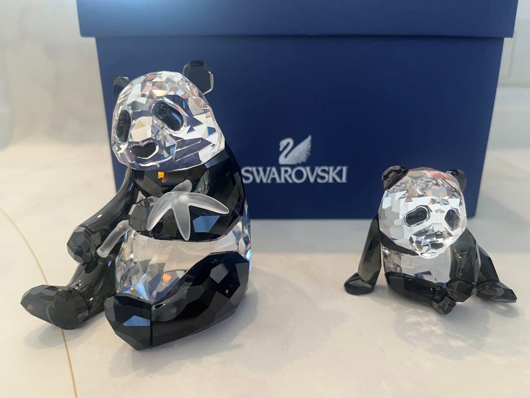 ナ*カ様 【稀少品】 スワロフスキー SWAROVSKI パンダ親子セット 置物