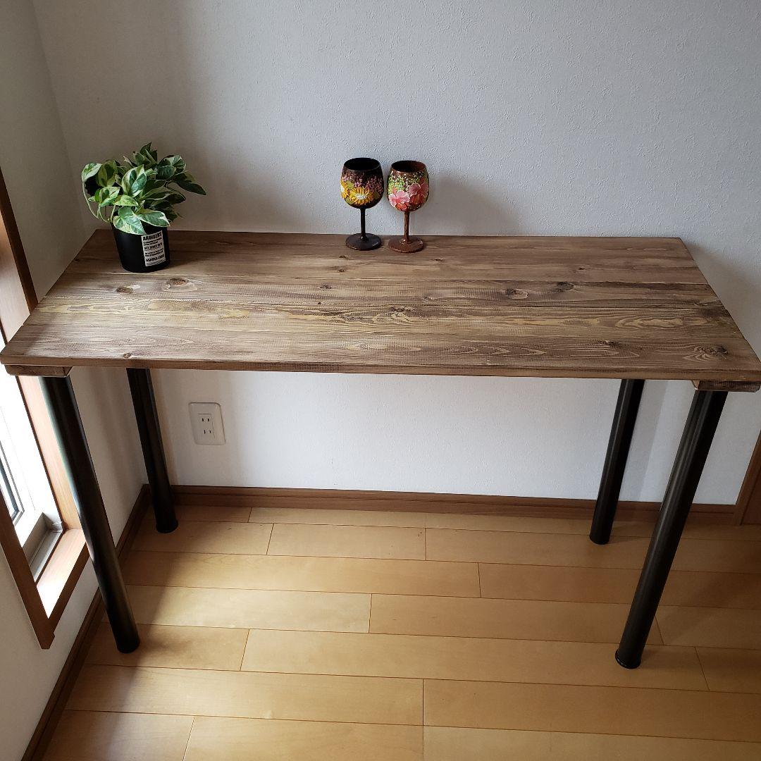 110✕36カウンターテーブル　ウォールナット　無垢材　アイアン脚