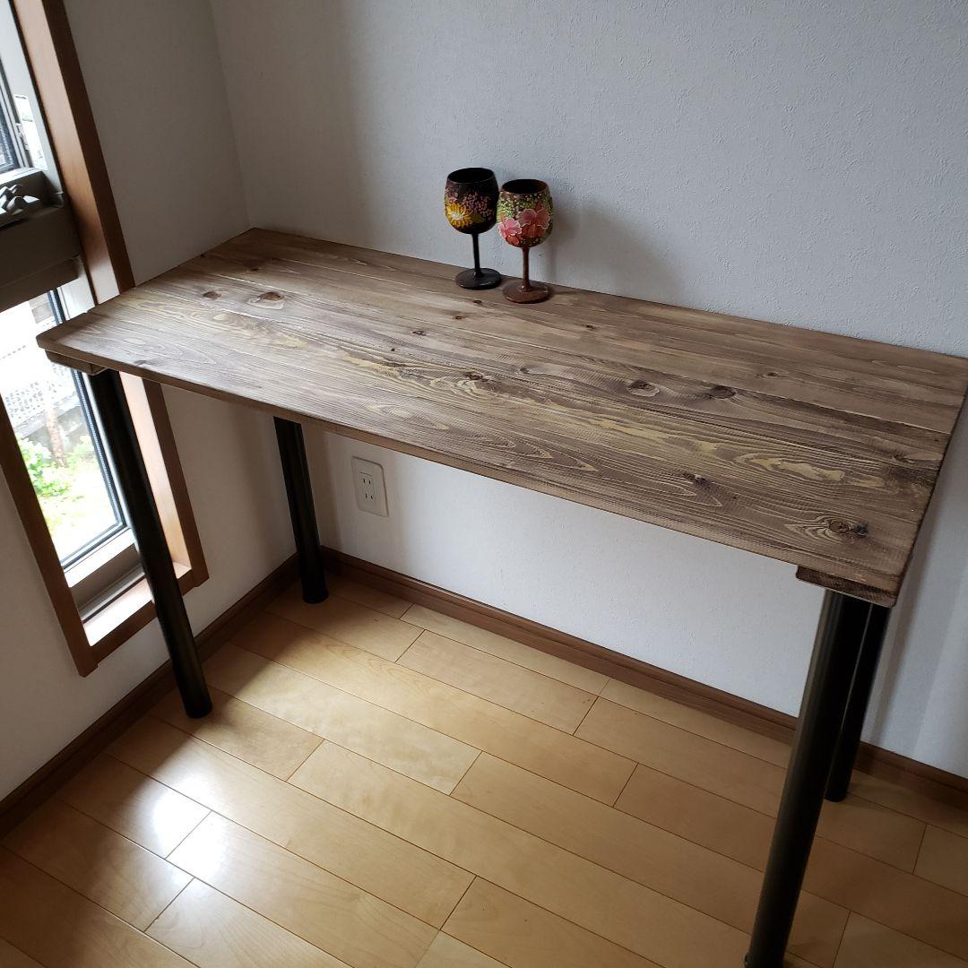 110✕36カウンターテーブル　ウォールナット　無垢材　アイアン脚