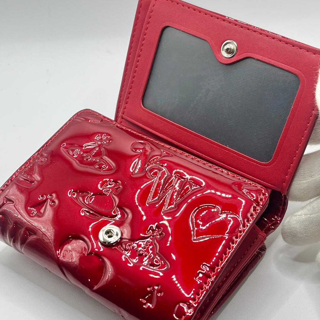 Vivienne Westwood がま口 赤 エナメル 型押し ツルツル 定番