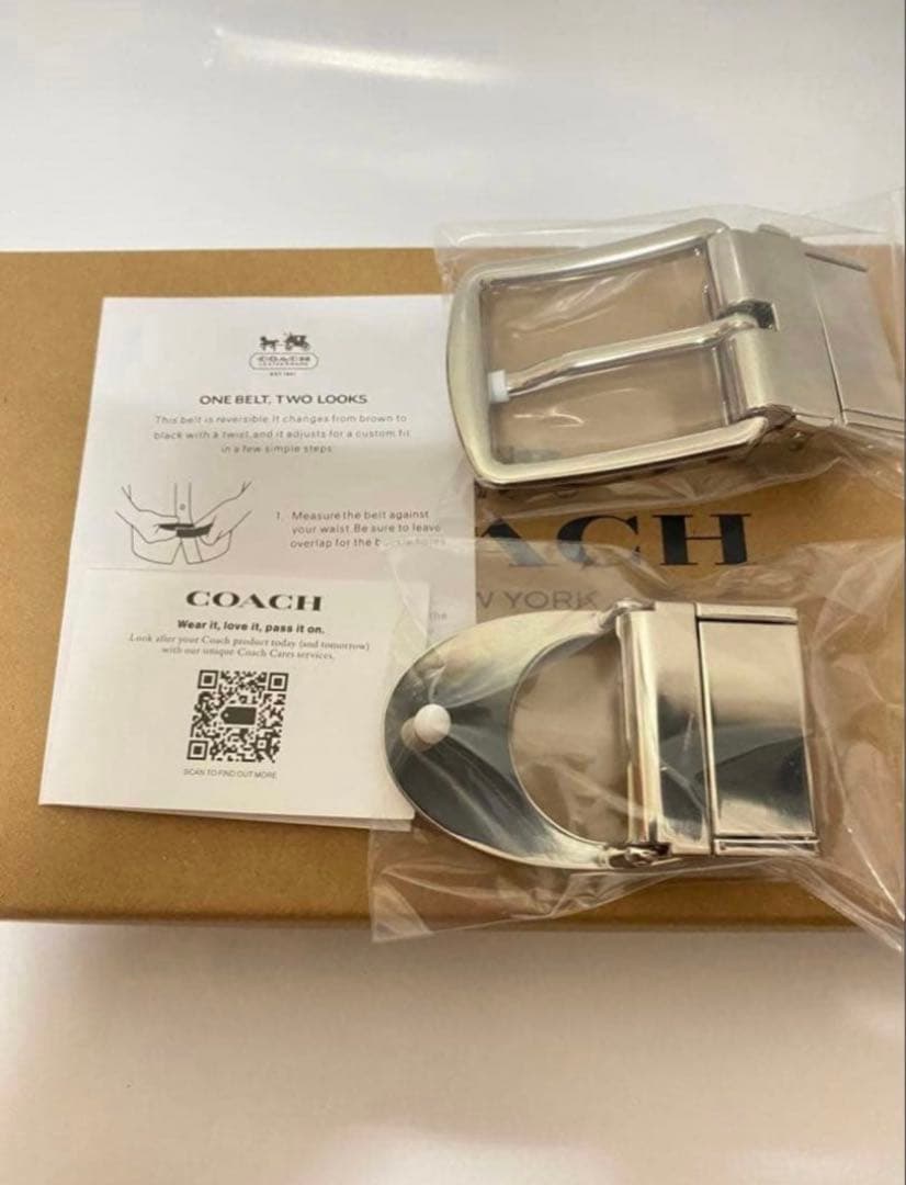 COACH コーチ　メンズベルト回転バックル2個 ギフト箱付き