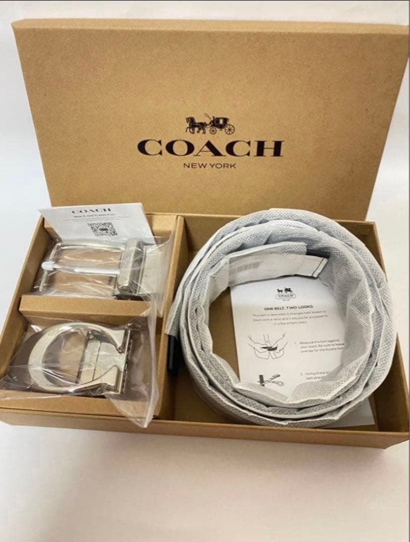 COACH コーチ　メンズベルト回転バックル2個 ギフト箱付き