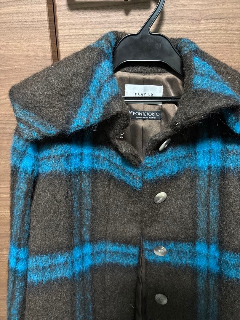 【FRAY I.D】定価約6万‼️アルパカシャギーステンカラーコート チェック柄