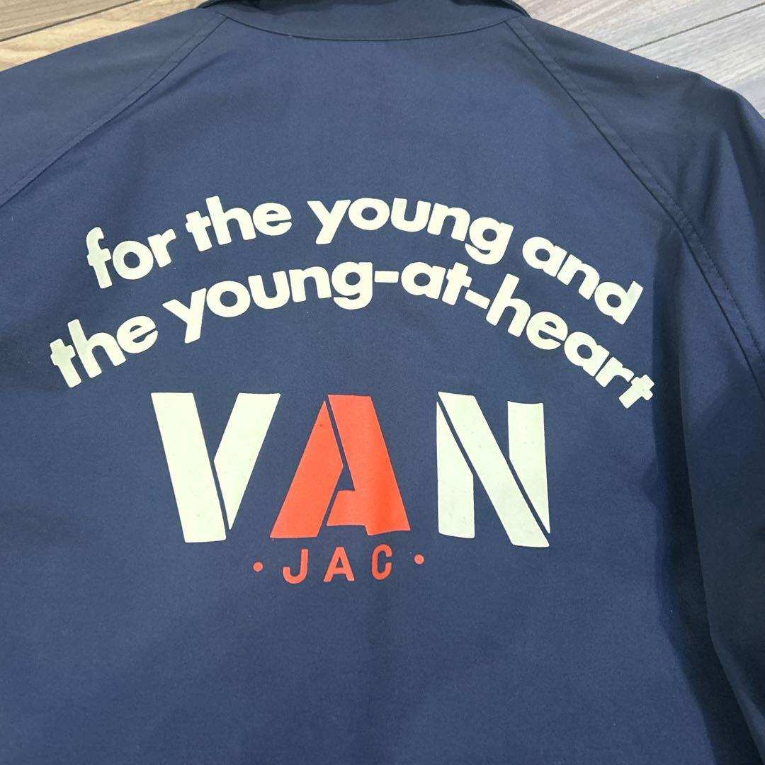 VAN JAC ネイビー スウィングトップ　バックロゴ　L ブルゾン　ブァン