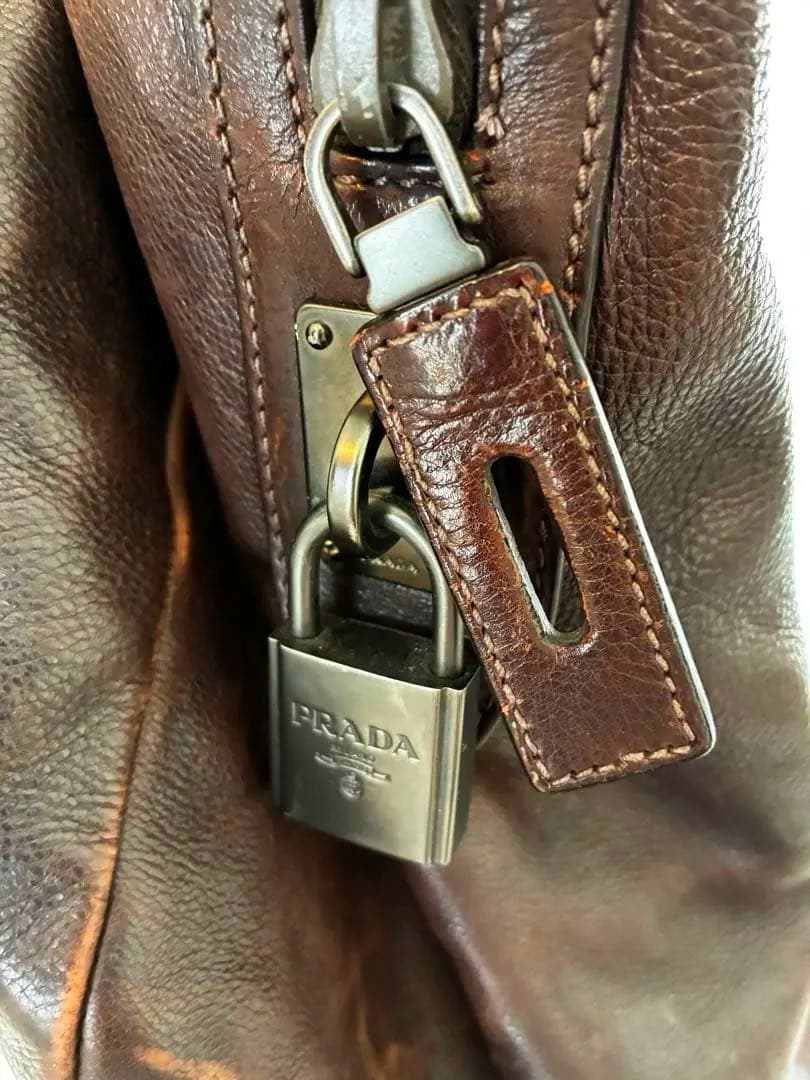 5*0様 PRADA プラダ トートバッグ ショルダーレザー TEAK 茶 VA
