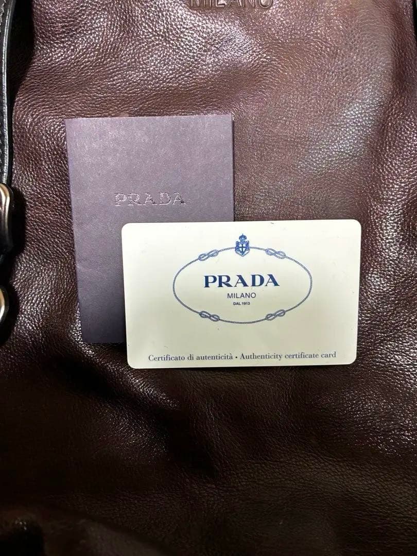 5*0様 PRADA プラダ トートバッグ ショルダーレザー TEAK 茶 VA