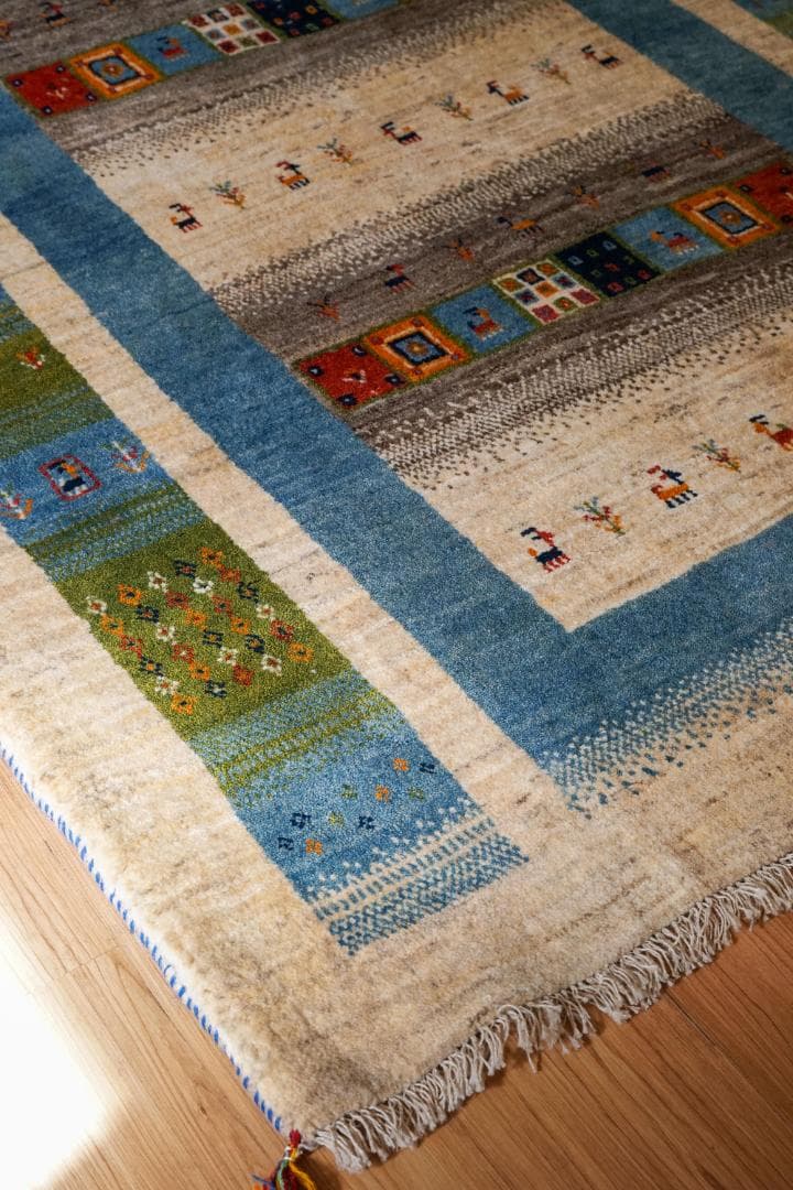 200×159cm　 ペルシャ 絨毯 手織りギャッベ アマレ族 ギャベ