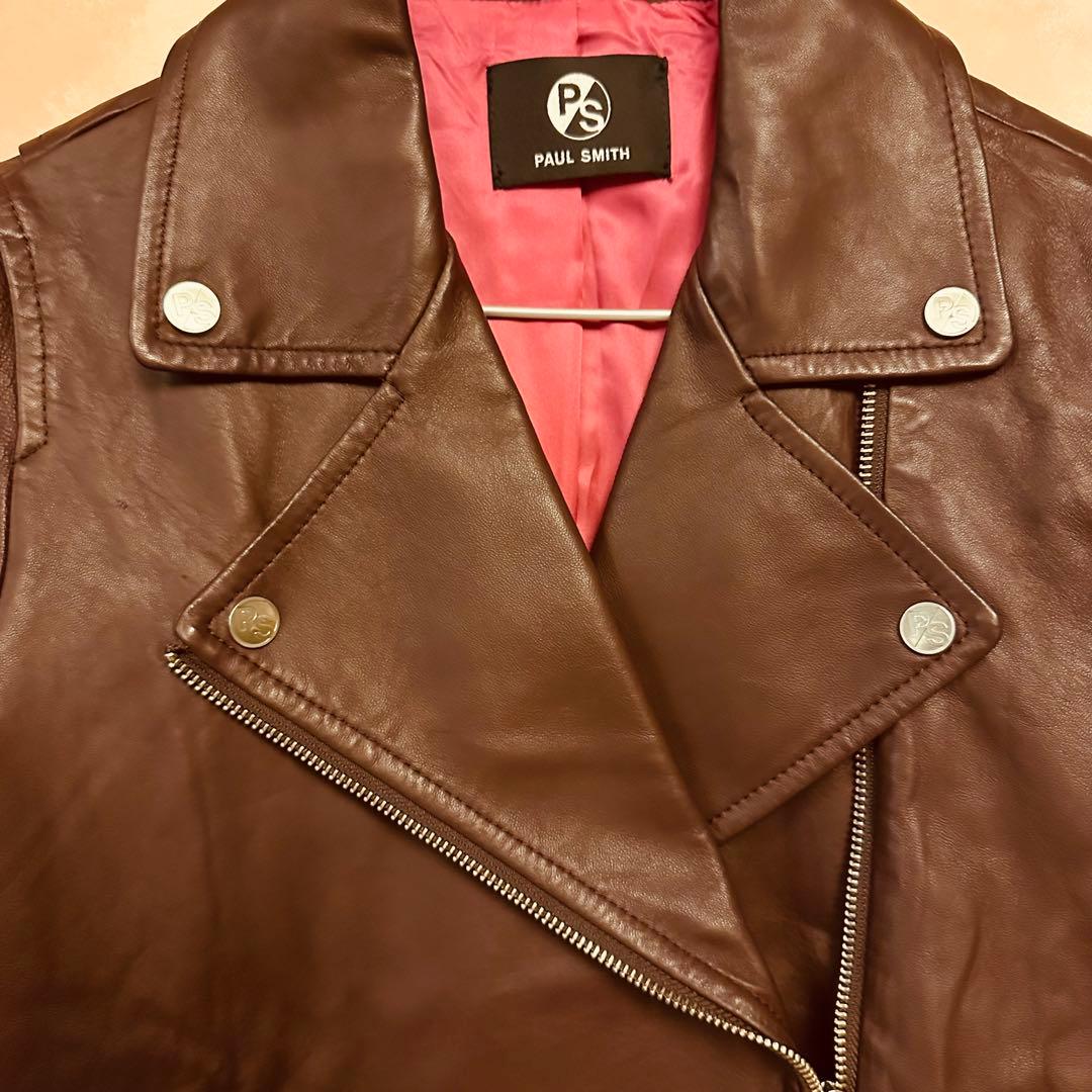 PS Paul Smit ダブルライダース ラムレザー ジャケット　ボルドー