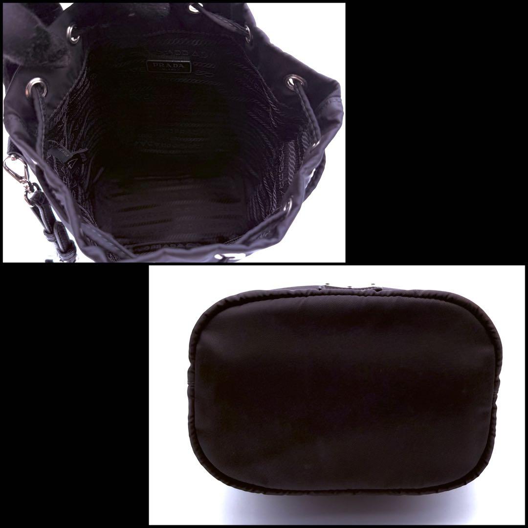 【良品】PRADA プラダ　RE-NYLON 巾着ポーチ　三角ロゴ　サフィアーノ