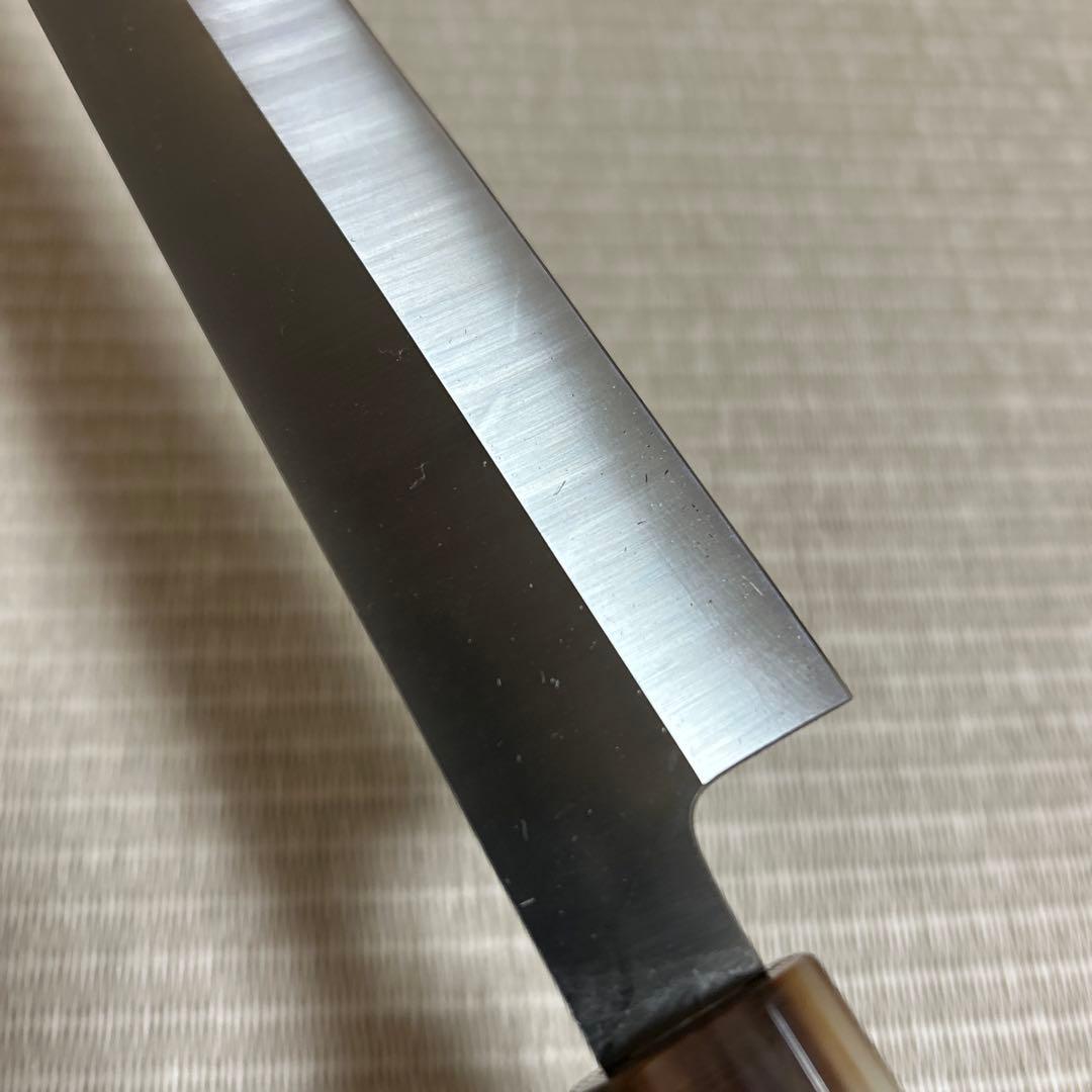 尺　柳刃包丁　和包丁　V金10号　本焼　マーブル水牛　黒檀八角柄