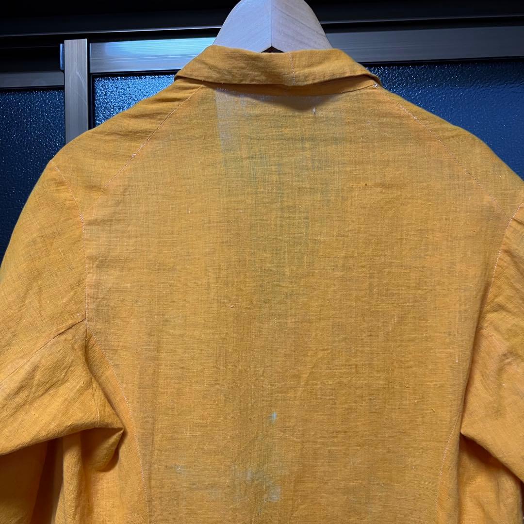 10s french vintage コットン シャツジャケット 山吹色