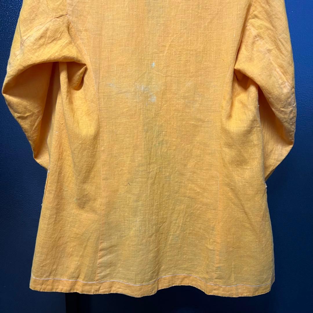 10s french vintage コットン シャツジャケット 山吹色