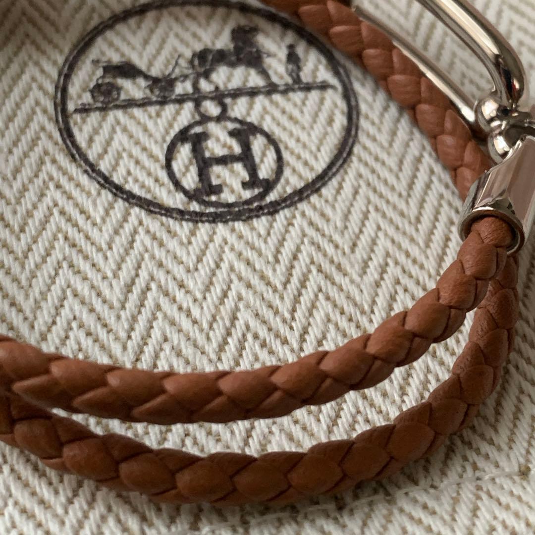 【HERMES】レザーブレスレット ルリ ドゥブルトゥール T1 ゴールドレザー