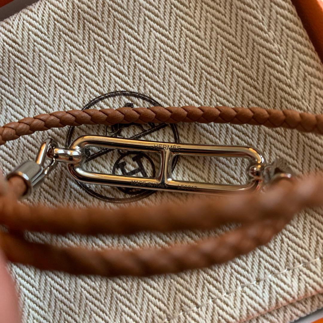 【HERMES】レザーブレスレット ルリ ドゥブルトゥール T1 ゴールドレザー