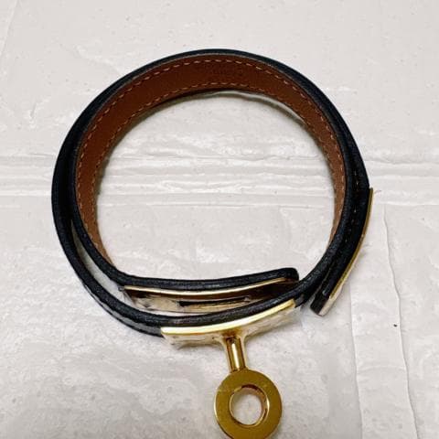 美品✨HERMES ブレスレット ケリー ドゥブルトゥール ゴールド×ブラック