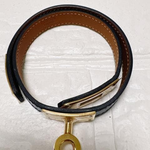 美品✨HERMES ブレスレット ケリー ドゥブルトゥール ゴールド×ブラック