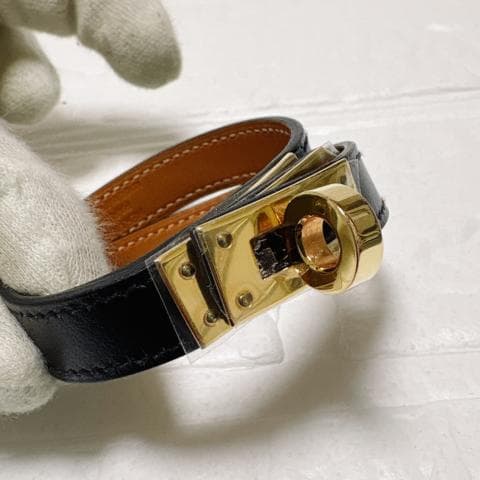 美品✨HERMES ブレスレット ケリー ドゥブルトゥール ゴールド×ブラック