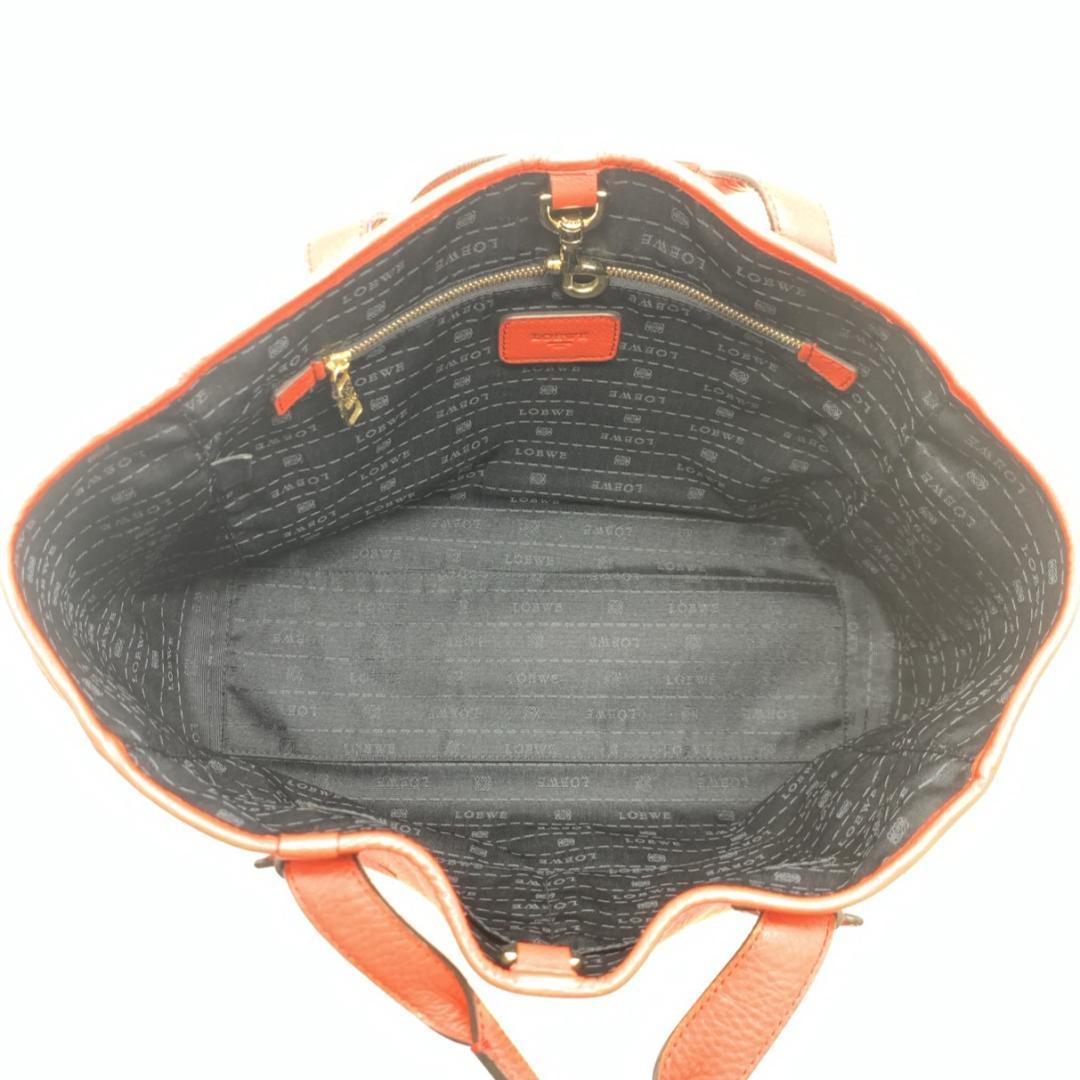 ロエベ ヘリテージ トートバッグ 本革 コーラルレッド オレンジレッド 紅色