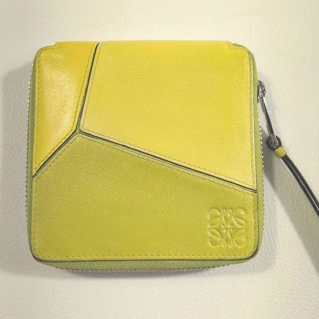 【極美品】LOEWE パズル コンパクト2つ折り 財布　ラウンドジップイエロー系