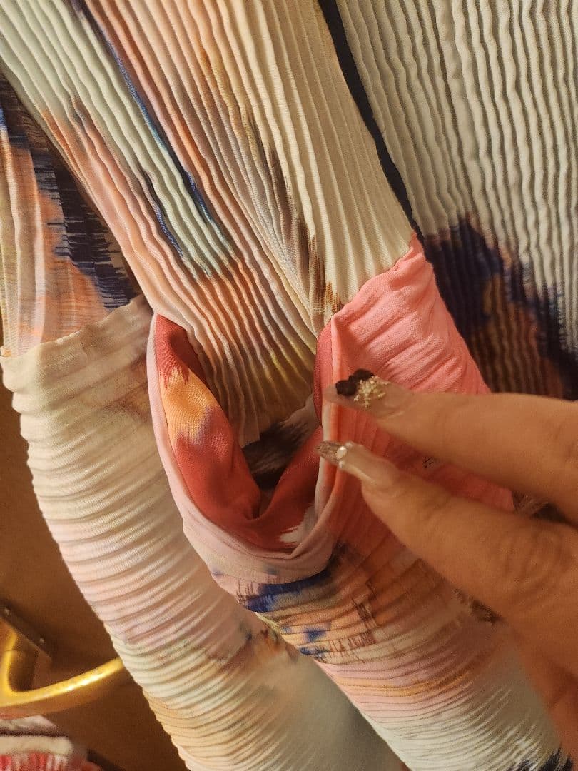 julia heuer♡マルチカラー プリーツワンピース サイドポケット付き