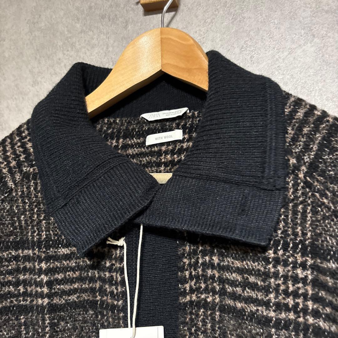 zara ザラ　リブ襟切り替えジャケット M