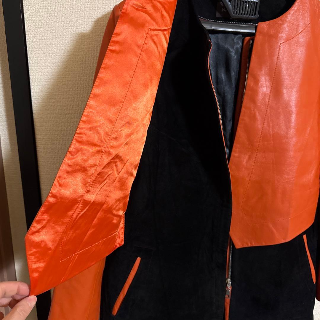 NASCONDINO イタリア製 鹿革 レザージャケット オレンジ サイズXL
