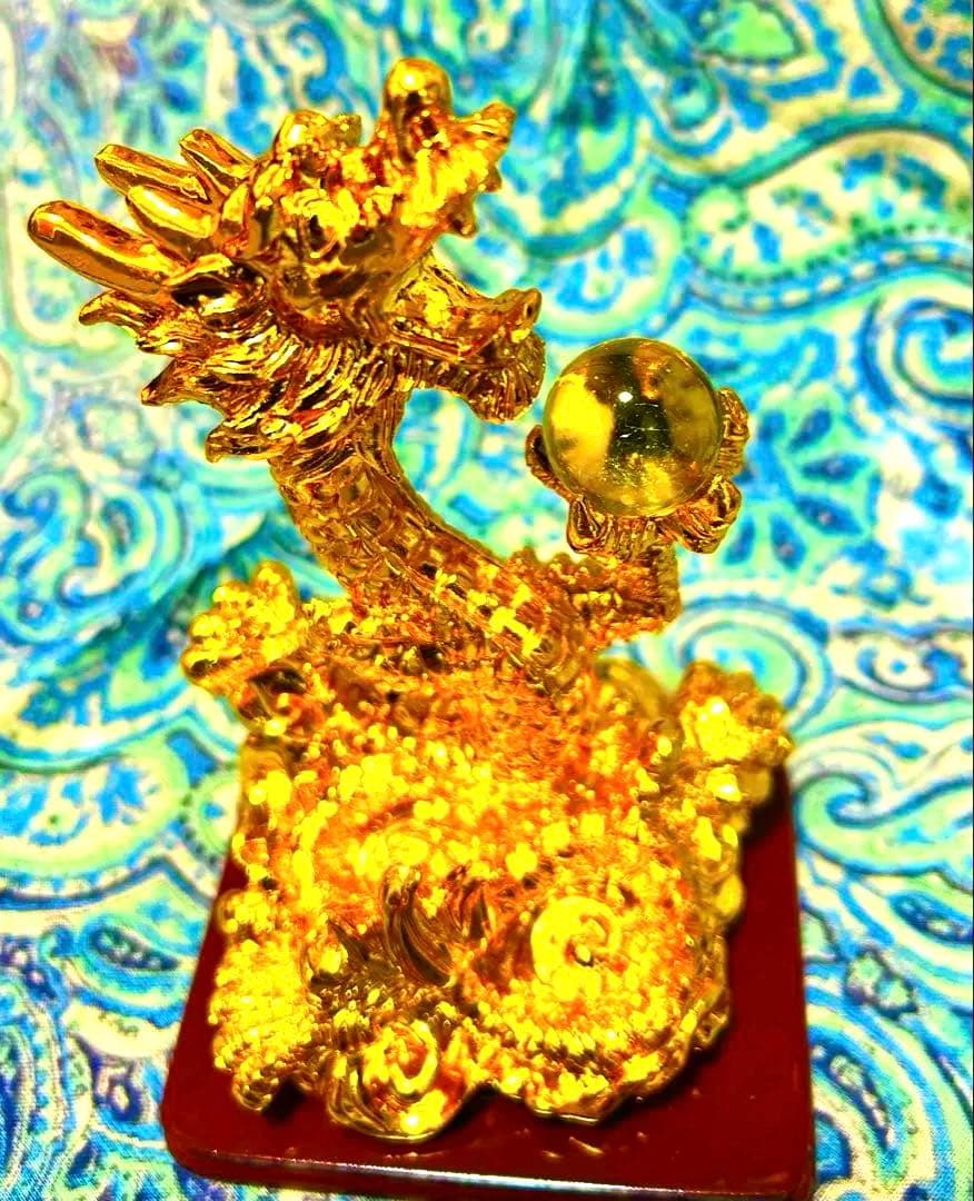 金運爆上げ！運気上昇！昇龍！鍍金製　魂入り　水晶　昇り龍！祈祷済み