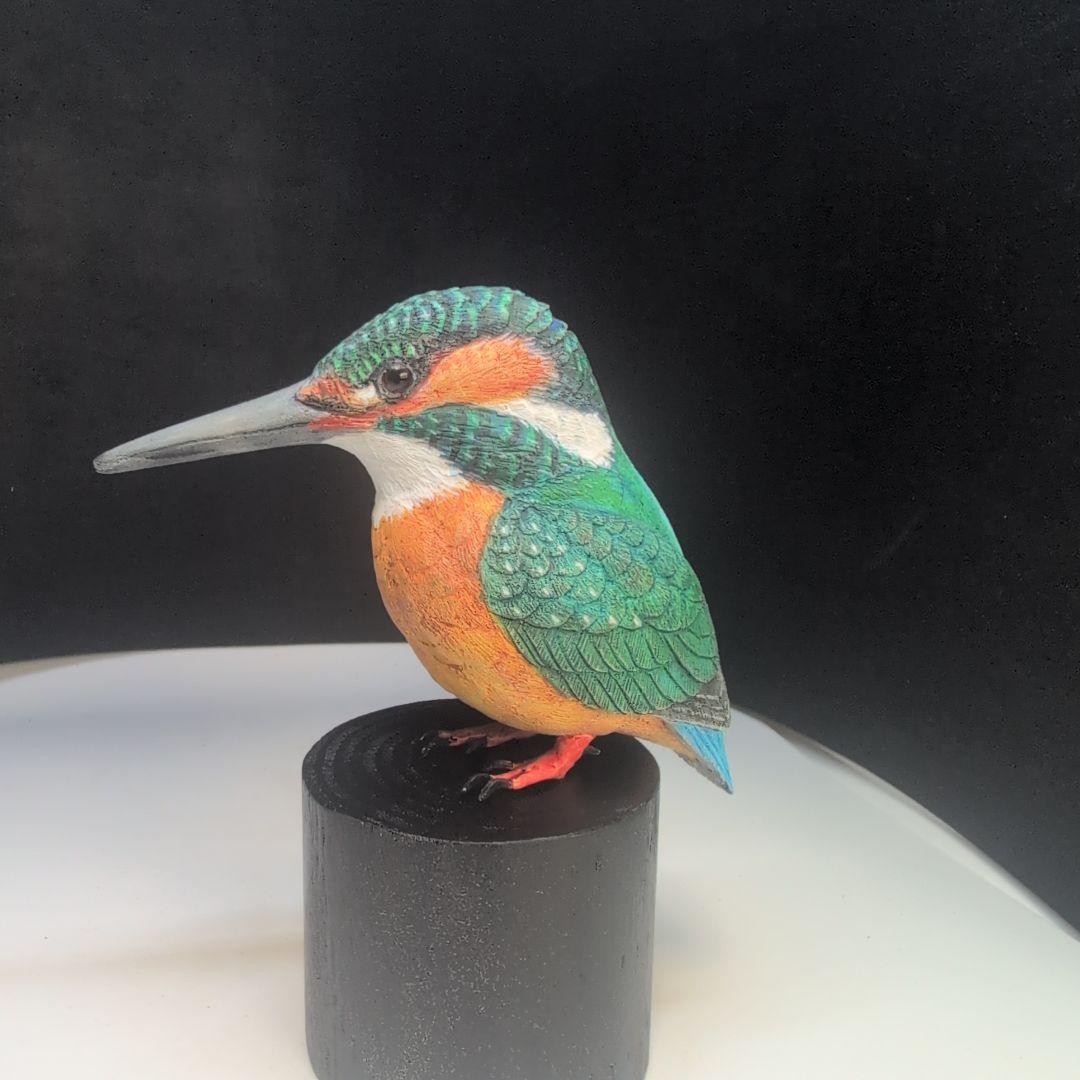 リクエスト品　カワセミ 　バードカービング 木彫りの野鳥　野鳥彫刻