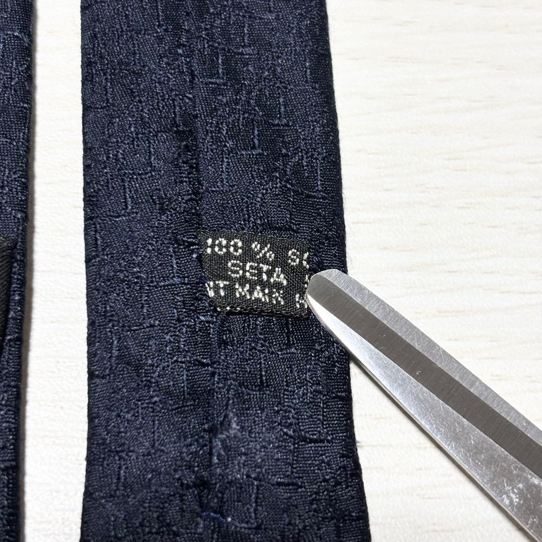Christian Dior ディオール トロッター柄 シルクネクタイ ネイビー
