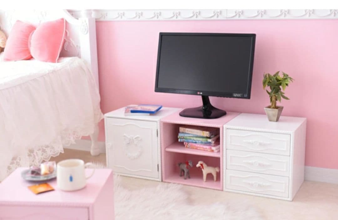 美品　チェスト　完成品　木製　姫系　プリンセス　ロマプリ　3段　白　ホワイト
