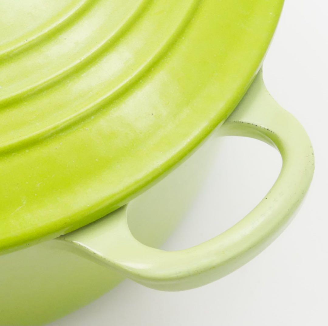 【美品】LE CREUSET　ココット ロンド フルーツグリーン　22cm