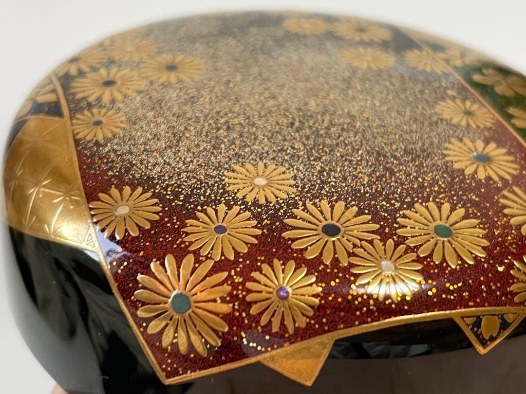 大多尾重則作　色紙春秋蒔絵　平棗　なつめ　棗　茶道具　共箱　蒔絵　桜　菊