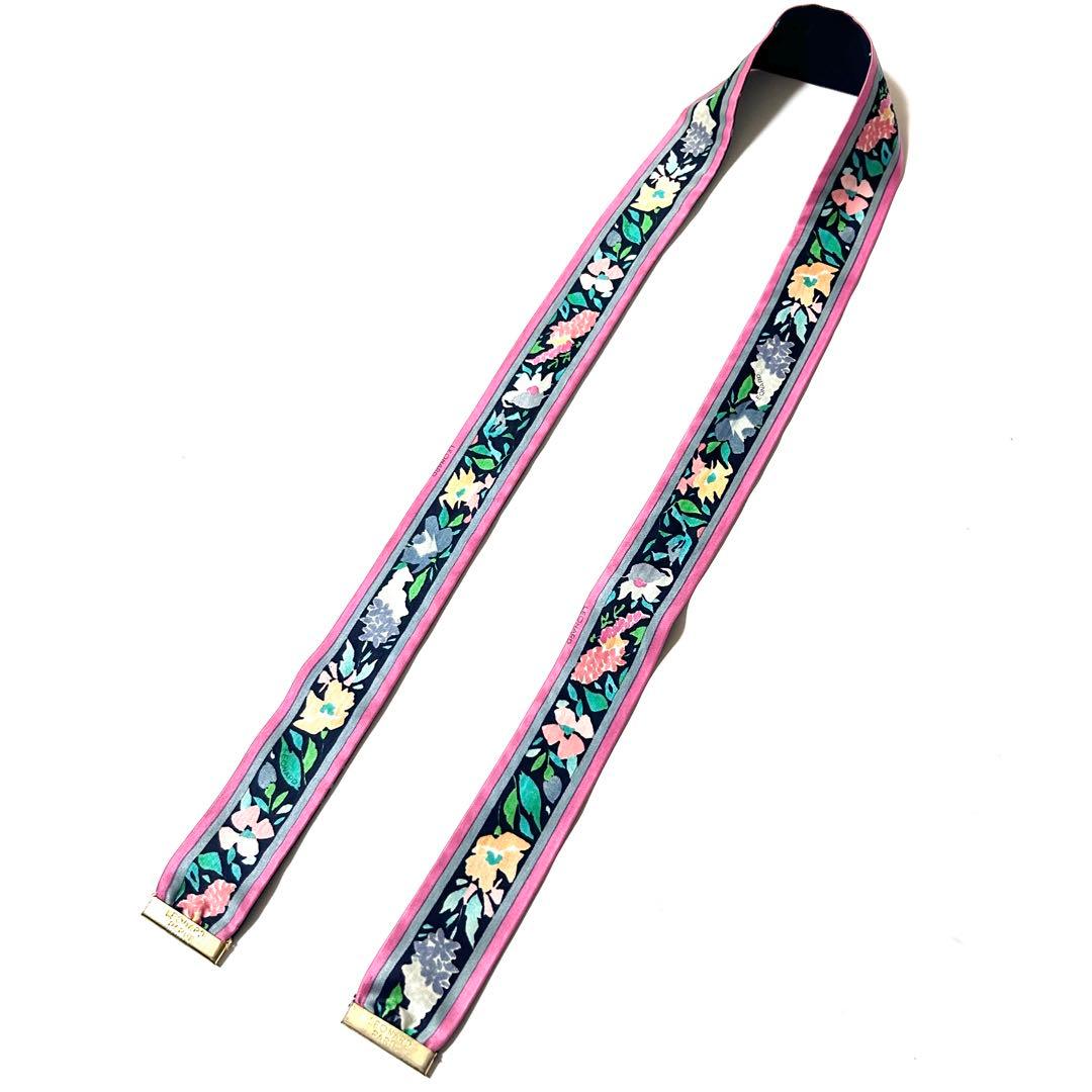 レオナール　ノースリーブ　ワンピース　花柄　ベルト付き　コットン100%　紺系