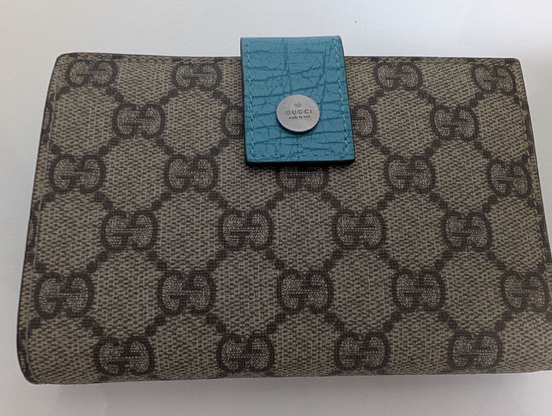 【未使用品】グッチ GUCCI GGパターン 二つ折り財布 水色
