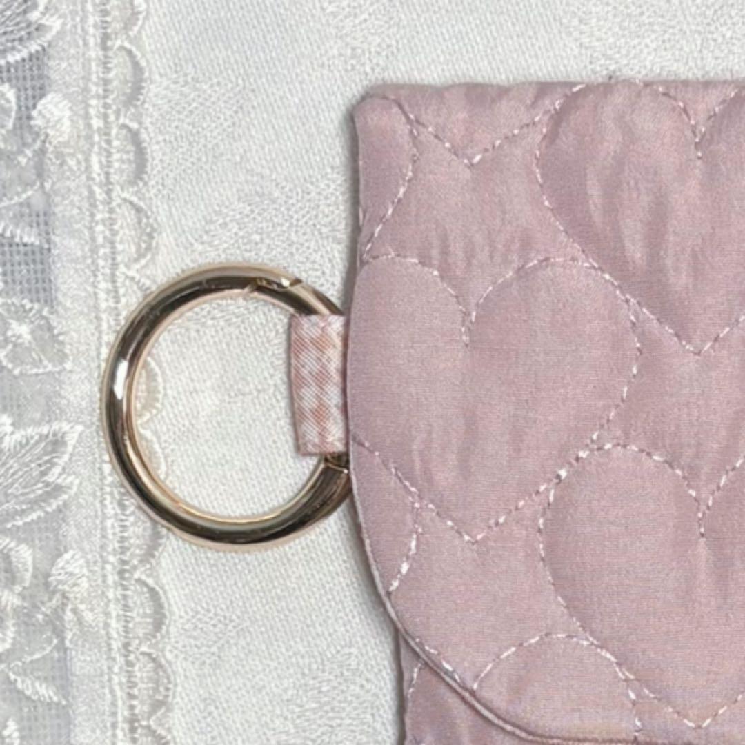 ミニポーチ　サニタリーポーチ　ハートキルティング　ハンドメイド