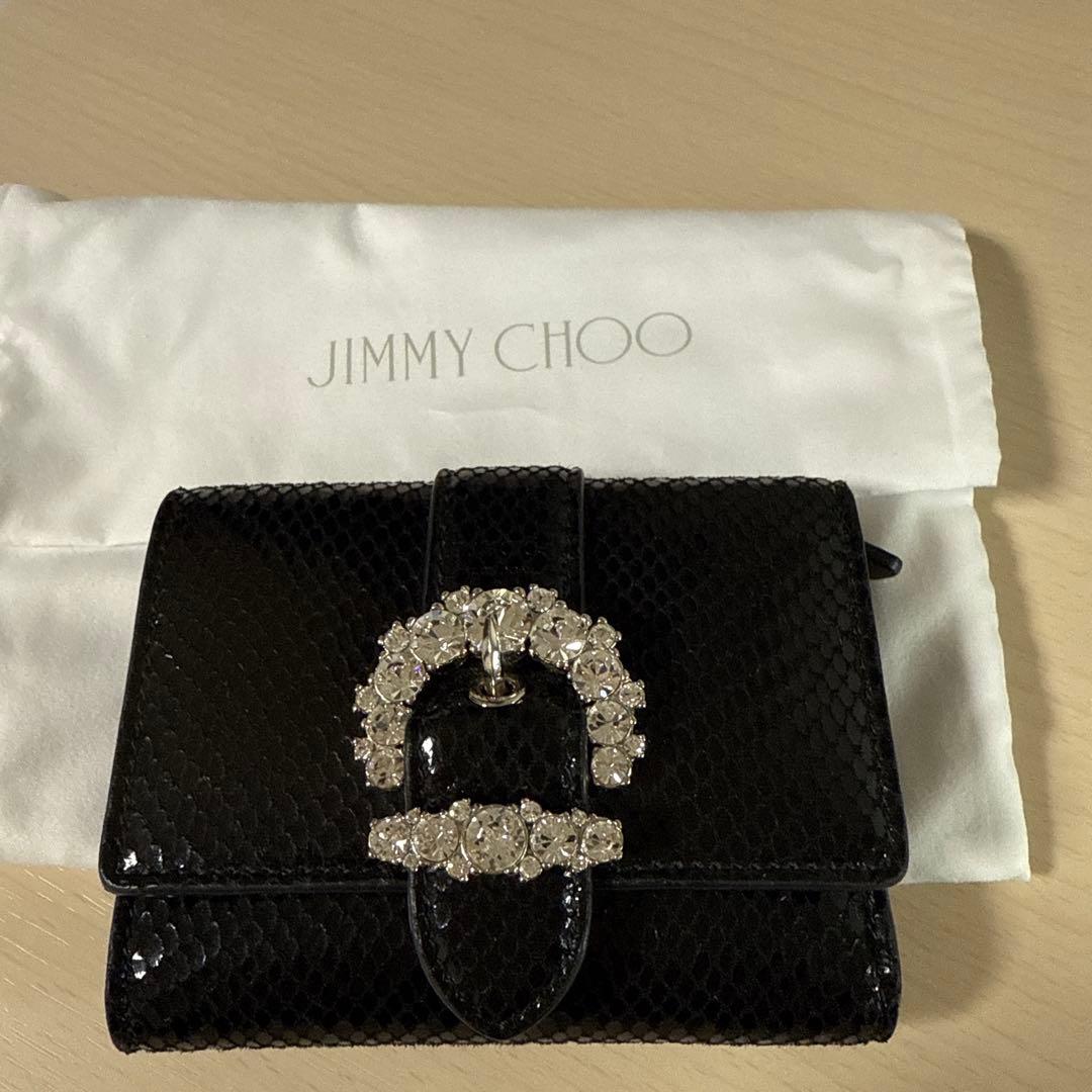 JIMMY CHOO ブラックレザー三つ折り財布