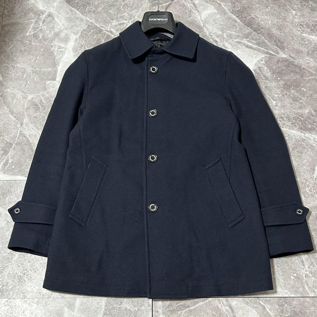 【マッキントッシュ】襟付き ステンカラーコート 釦刻印 裏地キルティング M位