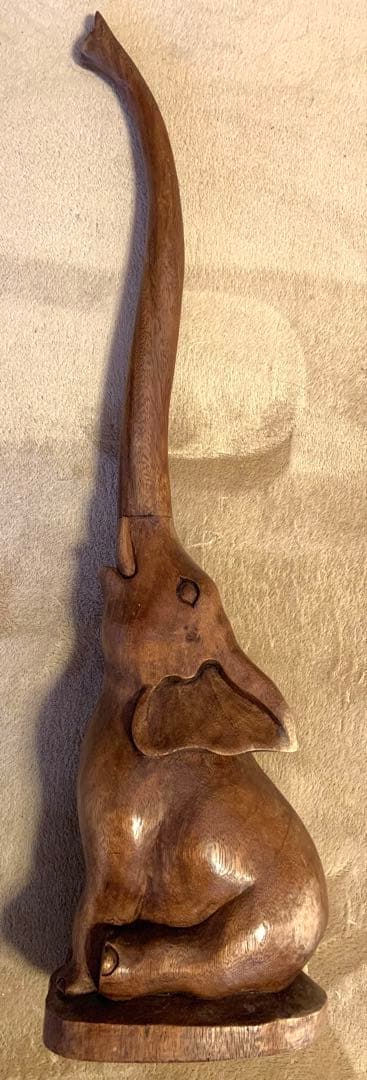 木製 象の彫刻　アジアン雑貨