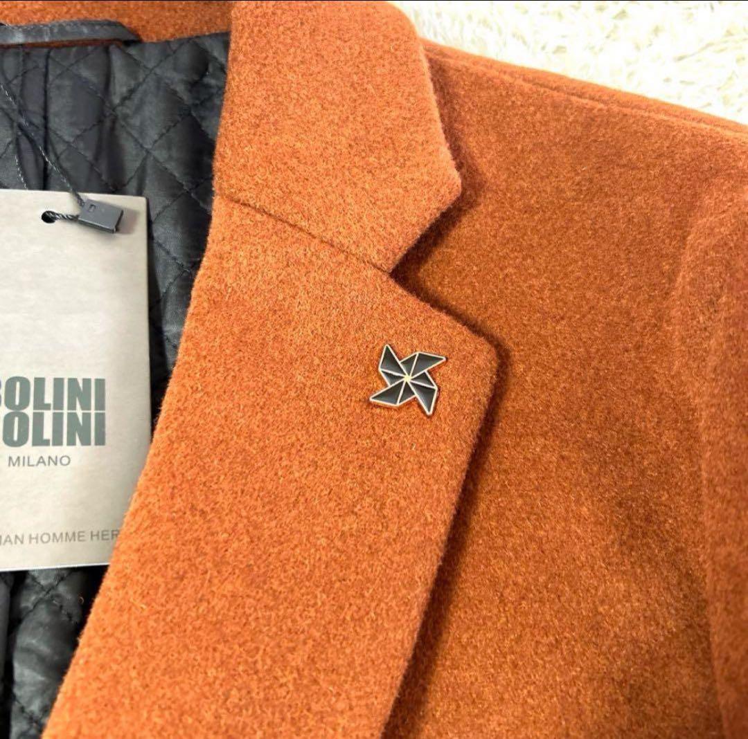 【新品タグ付・未使用】BOLINI 高級高品質ウールカシミヤチェスターコート M