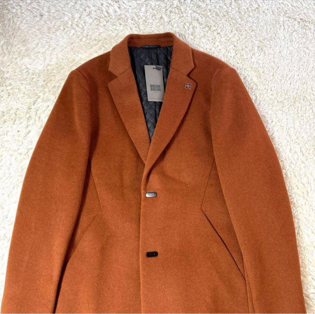 【新品タグ付・未使用】BOLINI 高級高品質ウールカシミヤチェスターコート M