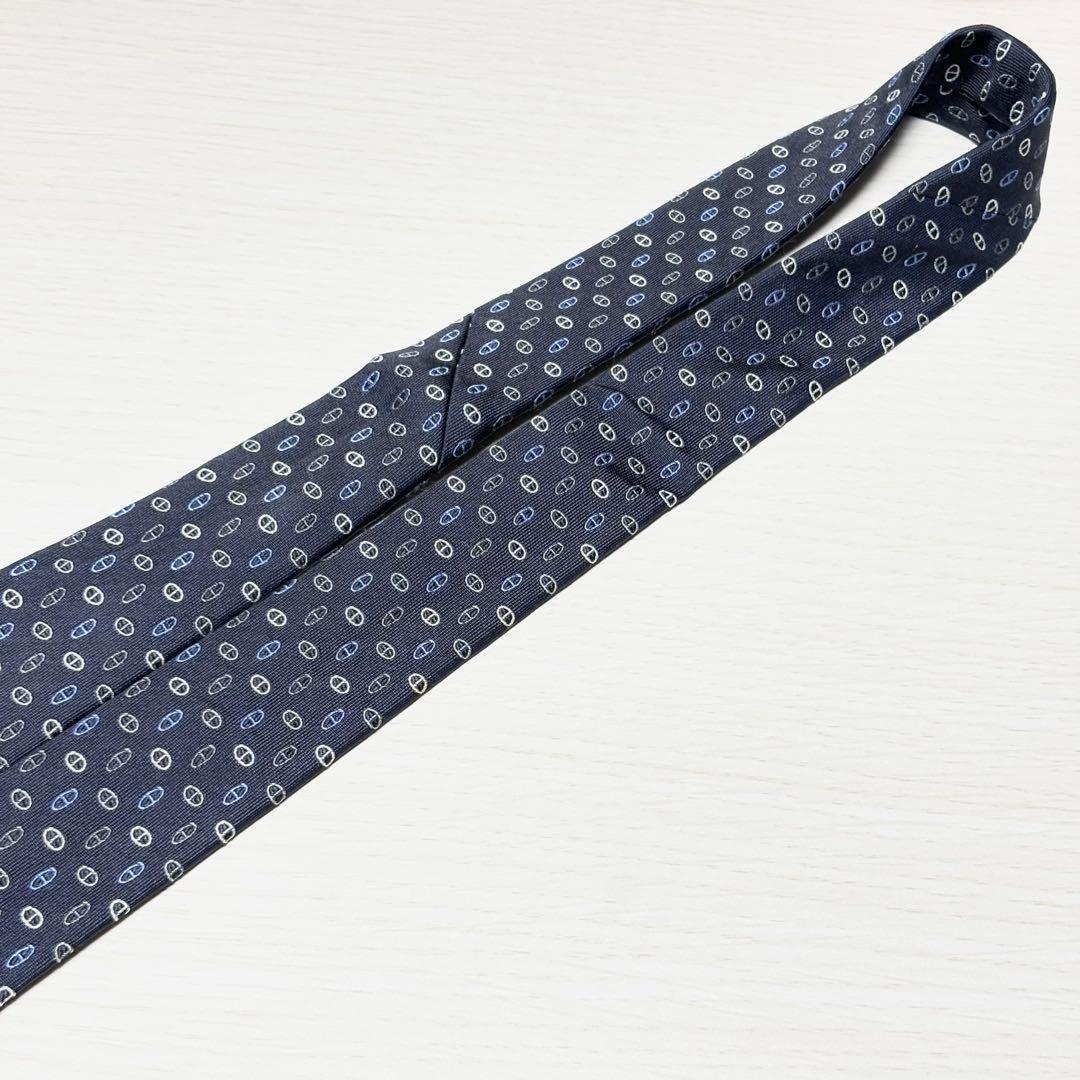 HERMES エルメス 美品 箱付 マイヨン シェーヌダンクル ネクタイ グレー